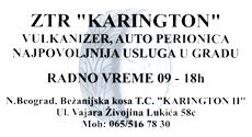 ZTR KARINGTON VULKANIZER I AUTO PERIONICA - Vulkanizeri Beograd - Slika logo 